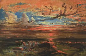 Zonsondergang op zee na een storm
